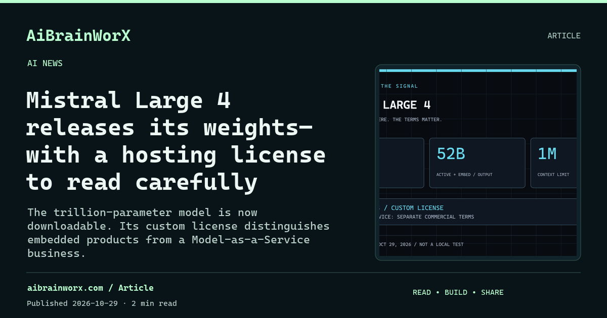 Mistral Large 4 releases its weights—with a hosting license to read carefully — share card