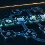 An AI agent follows a learning and evaluation path.