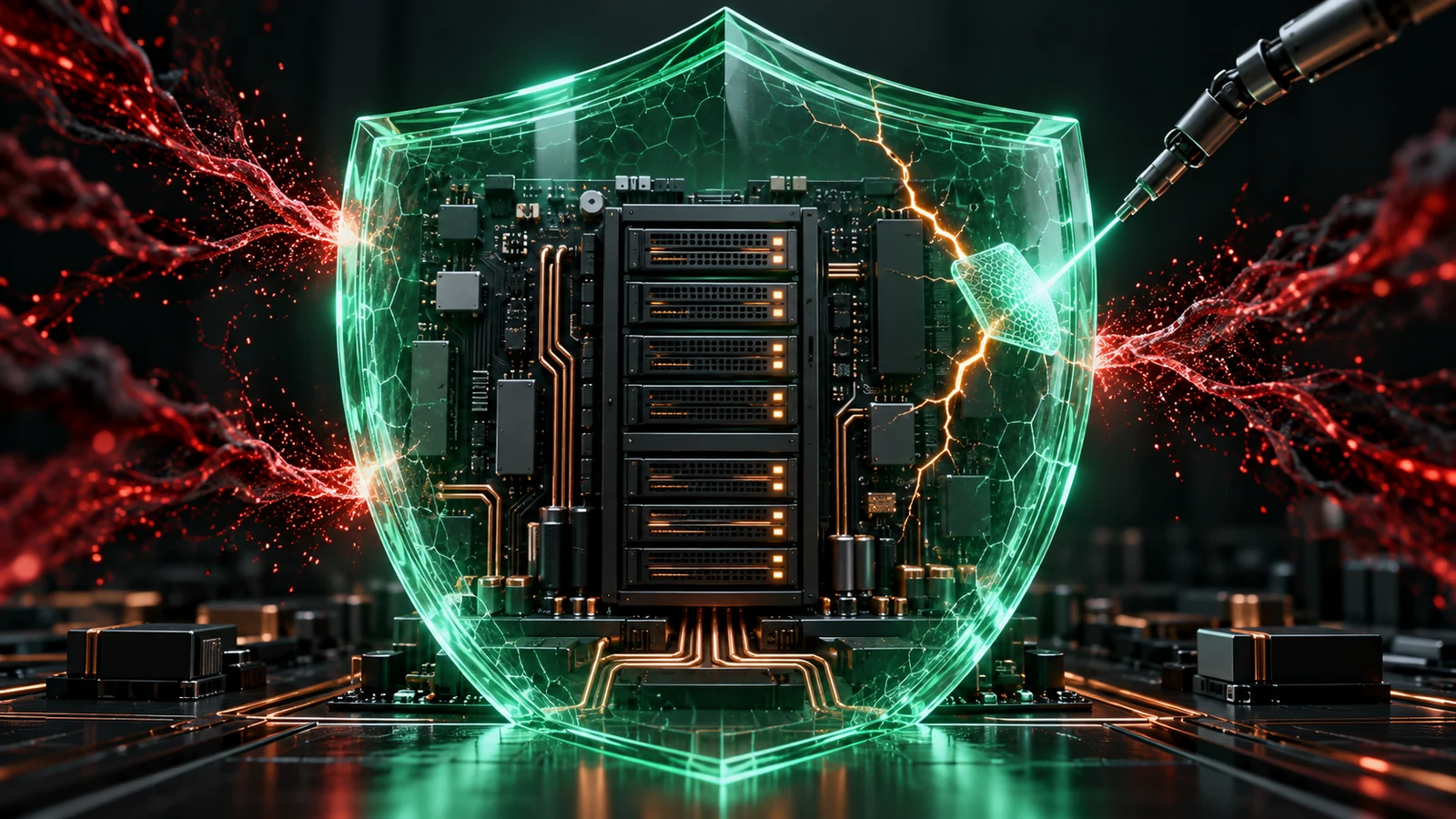 A protective shield seals a server security flaw.