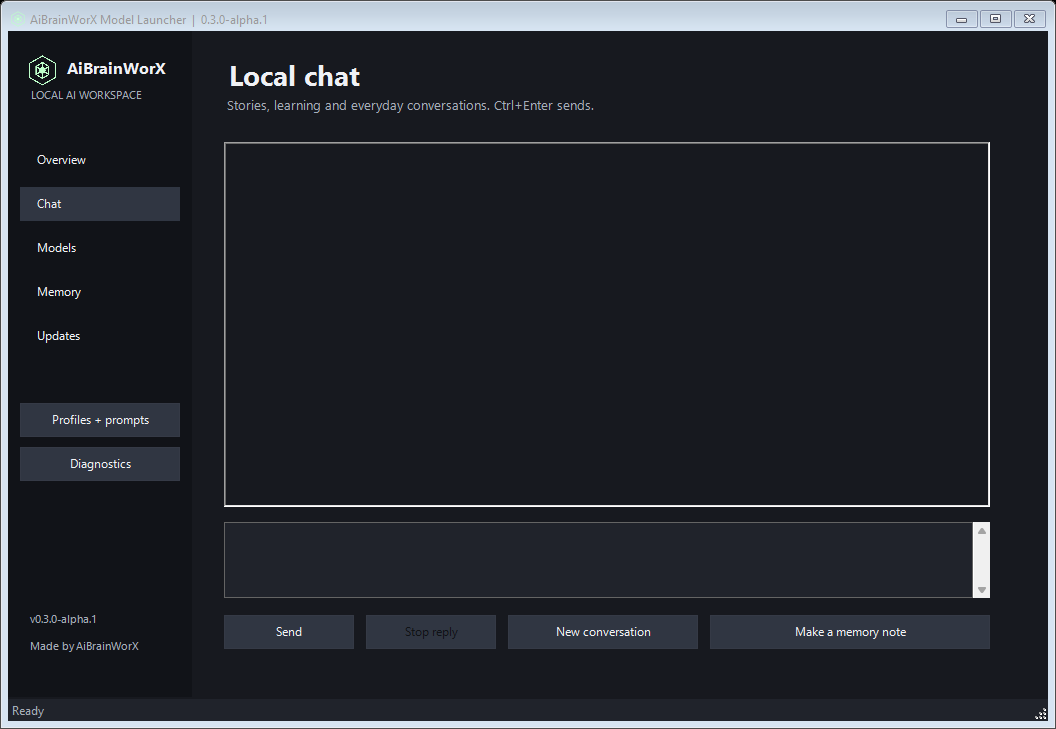 Tool-free local chat for stories, learning and everyday prompts.