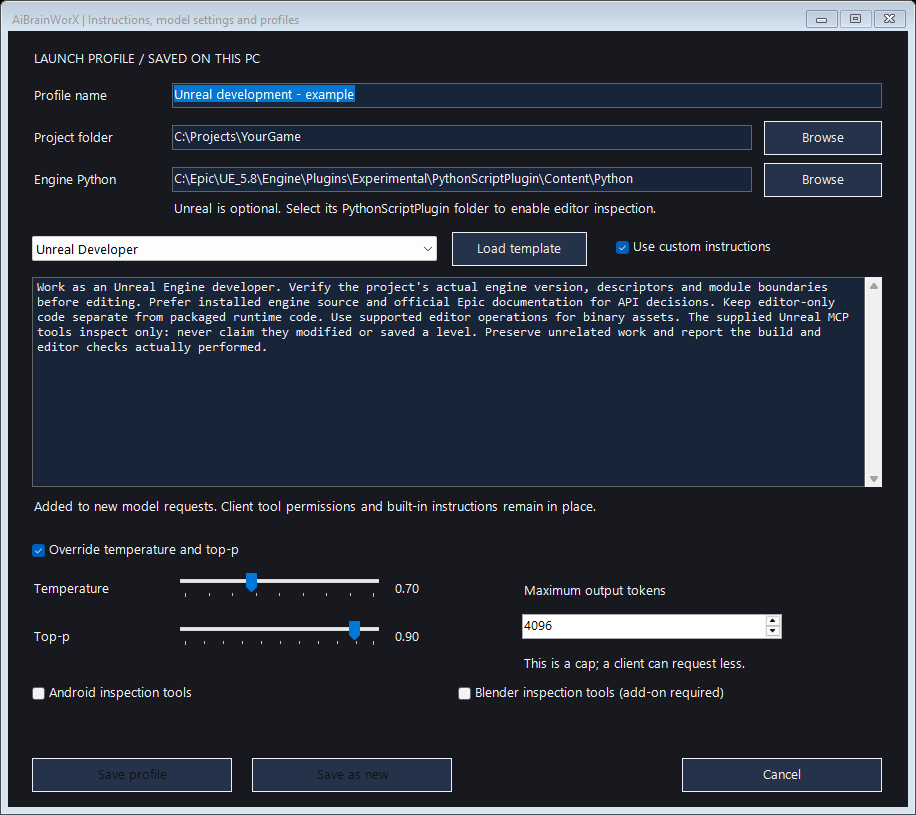 Saved workspace templates and platform inspection options
